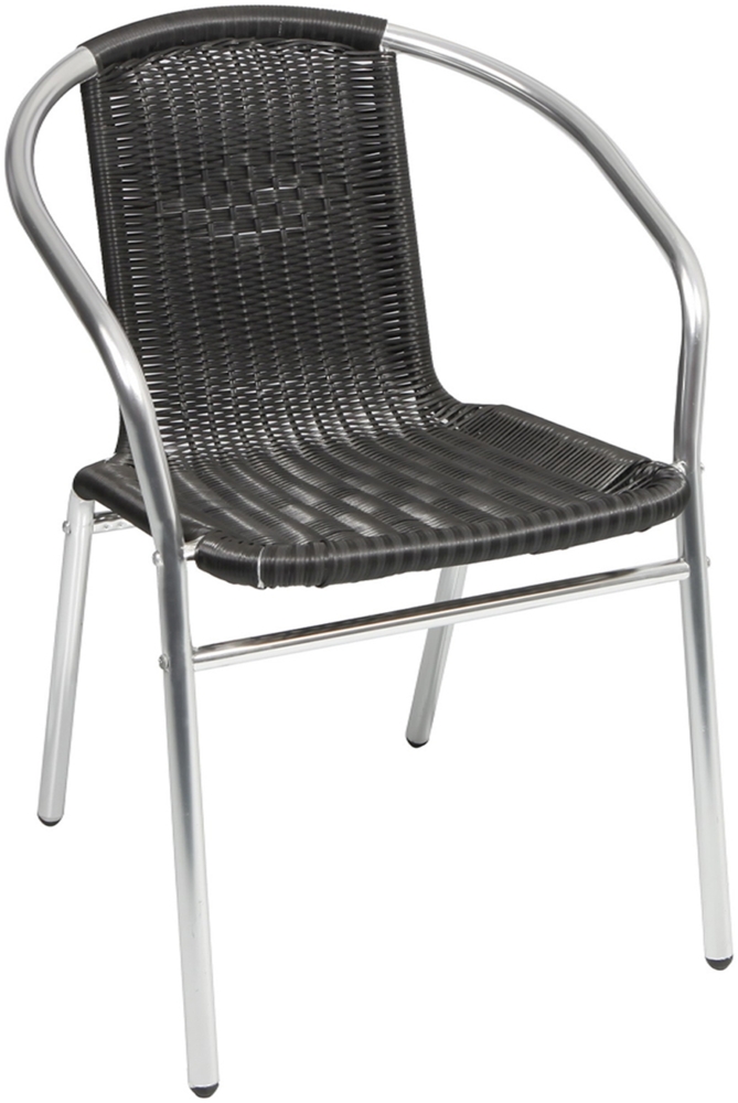 6 Stück Stabiler Aluminuim / Polyrattan Bistrostuhl stapelbar Bild 1