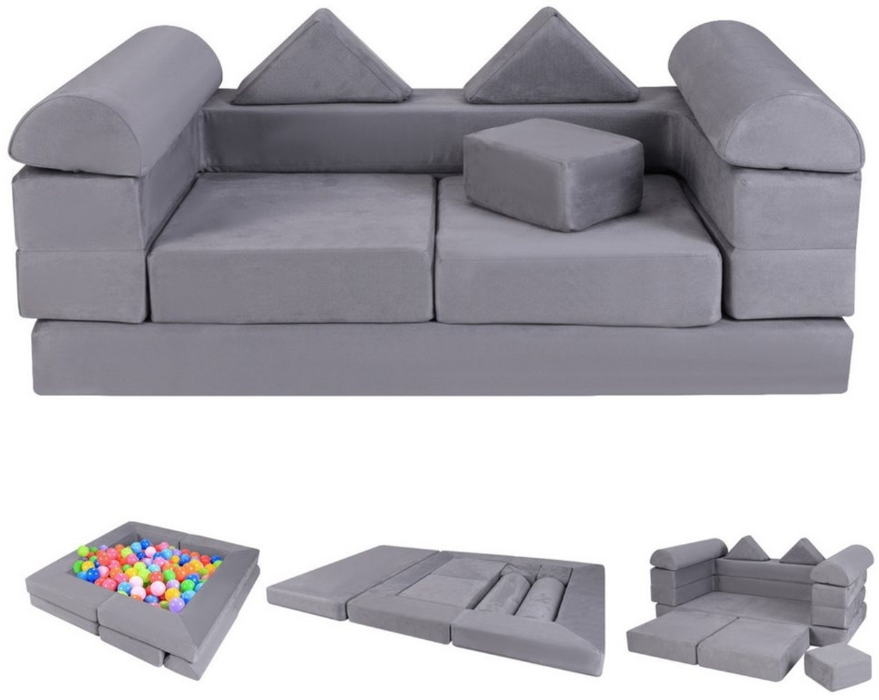 COSTWAY Kindersofa, 9 Teile, 9-teiliges Modulares Spielsofa aus Schaumstoff Bild 1