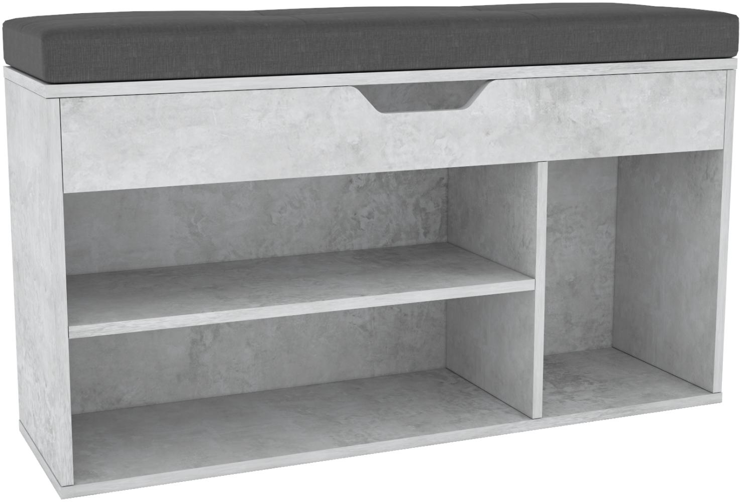 Domando Schuhschrank Loreto M2 Modern für Flur Breite 104cm, mit gemütlichem Sitzkissen in Beton Bild 1