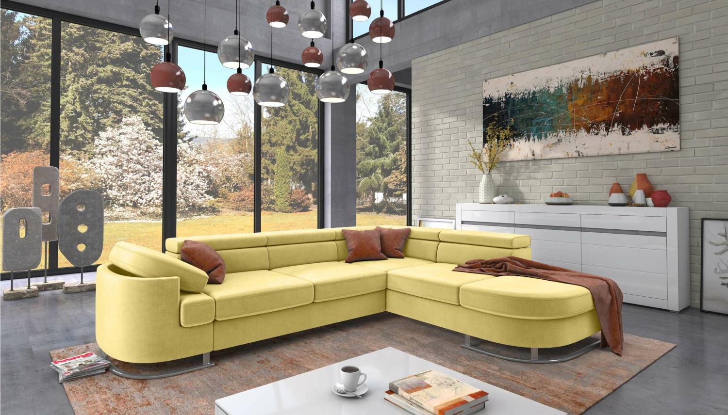 Stylefy Ice Ecksofa, Gelb, Velours Bild 1