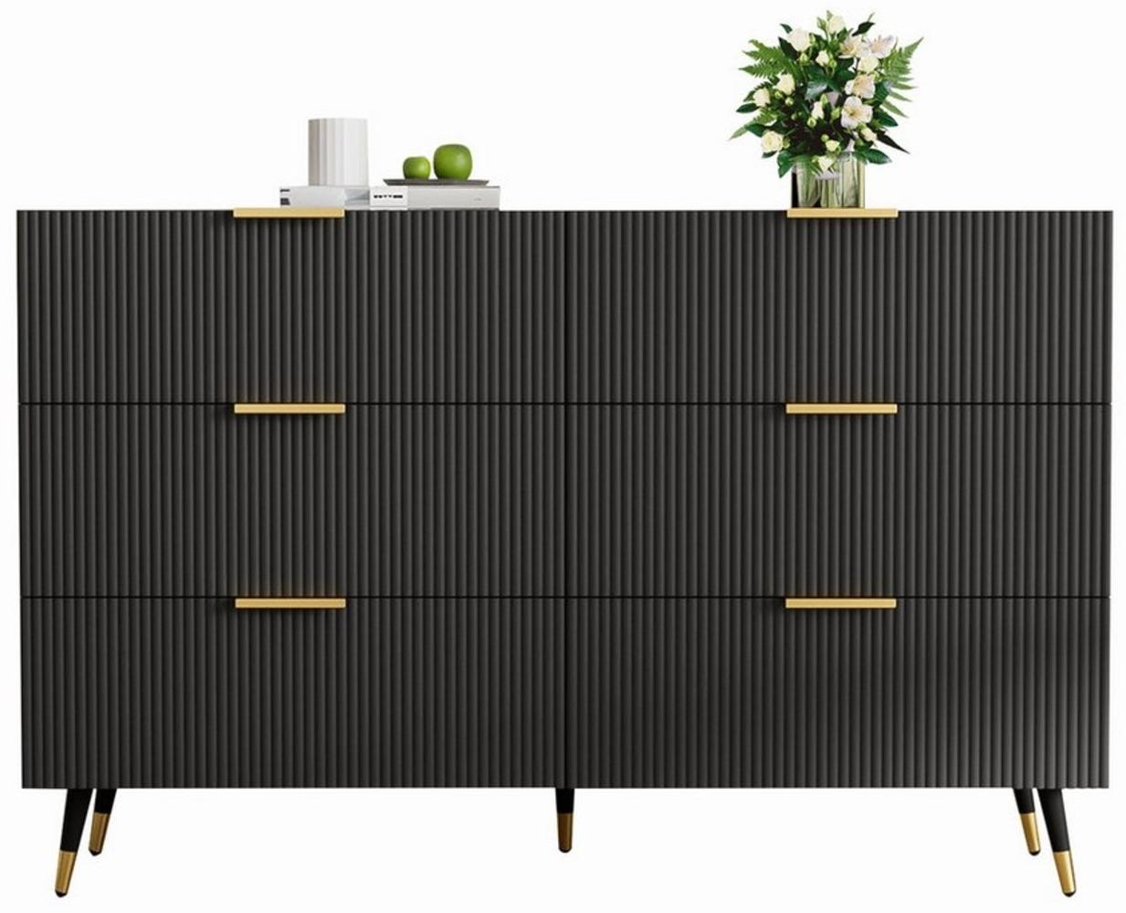 Refined Living Sideboard Kommode Anrichte Mit 6 Schubladen, Schuhschrank, Stauraumschrank (120*77*40cm, mit Metallfüße Goldene Griffe, Multifunktionaler Schubladenschrank, Aufbewahrungsschrank, 1 St, Hochwertige Materialien, modernem Design), viel Stau... Bild 1