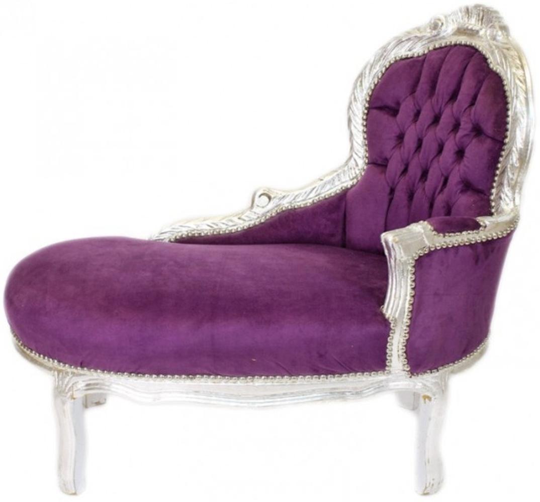 Casa Padrino Barock Kinder Chaiselongue Lila / Silber Mod2 - Barock Möbel Bild 1