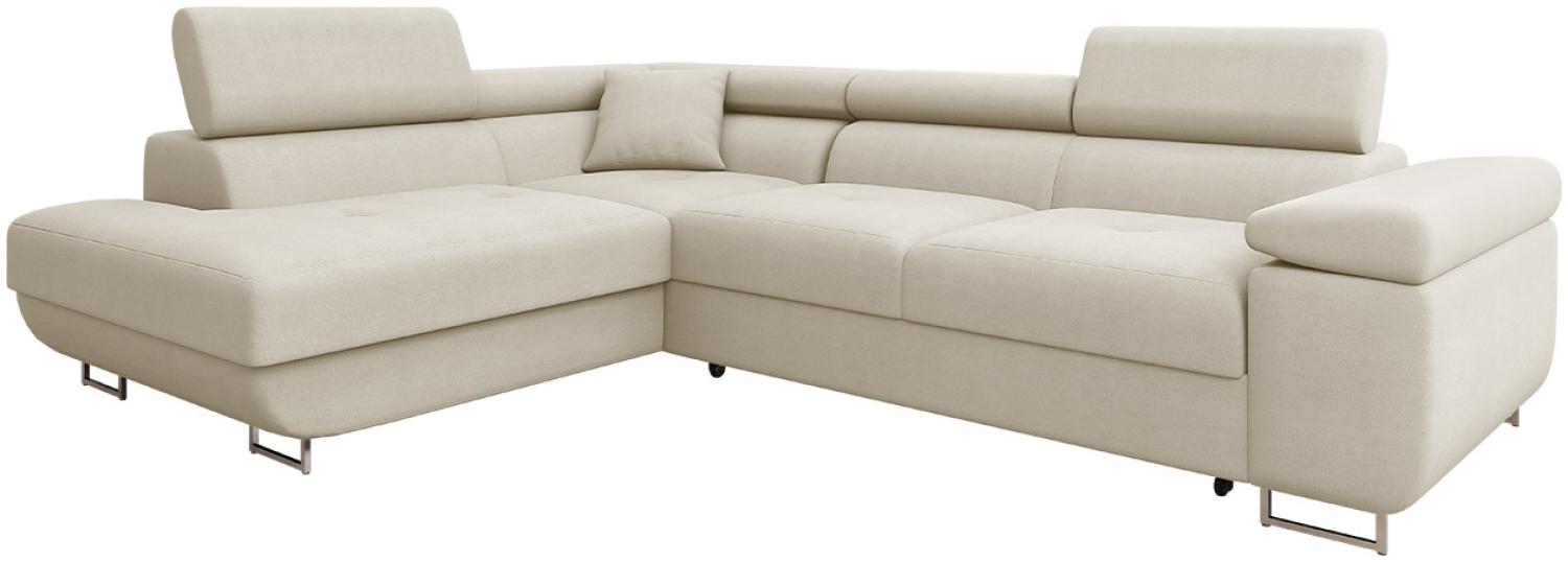 Ecksofa Torezio Premium mit Einstellbare Kopfstützen, Bettkasten und Schlaffunktion (Farbe: Venus Velvet 2927, Seite: Links) Bild 1