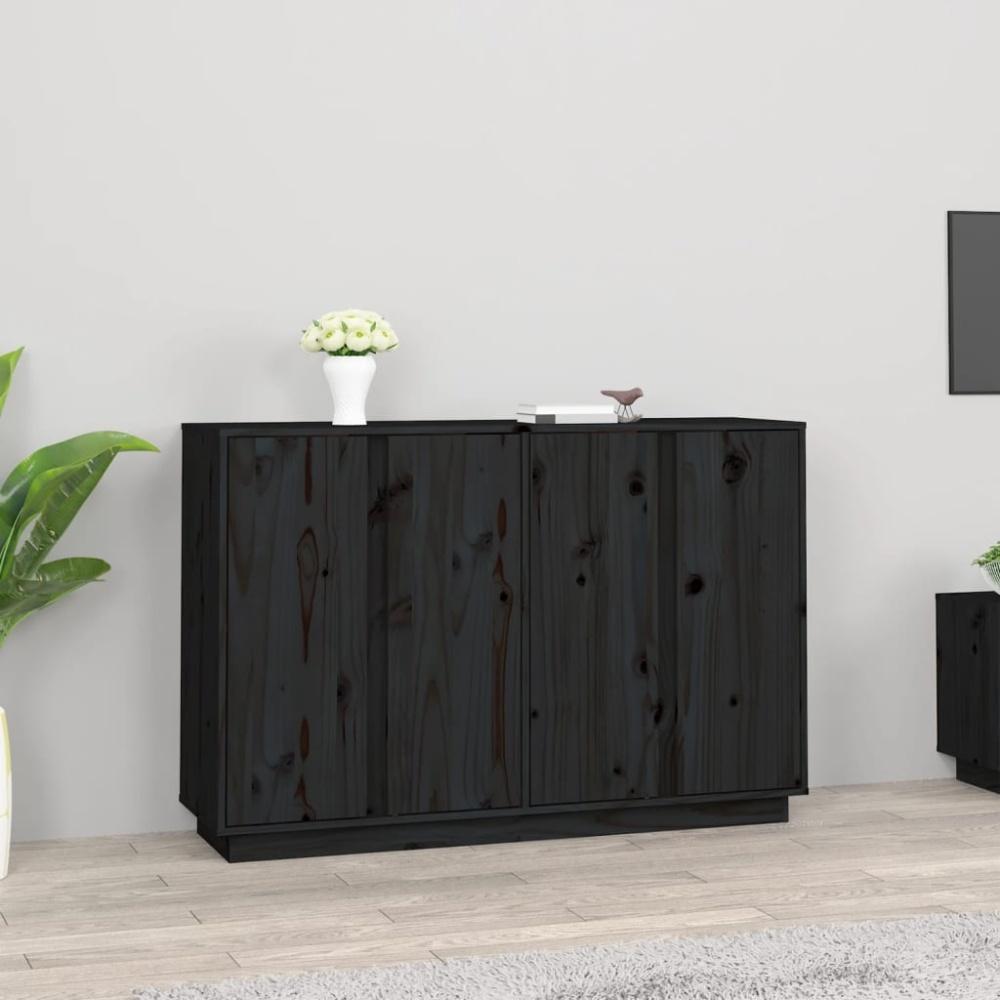 vidaXL Sideboard Schwarz 120 x 35 x 80 cm Massivholz Kiefer [814498] Bild 1