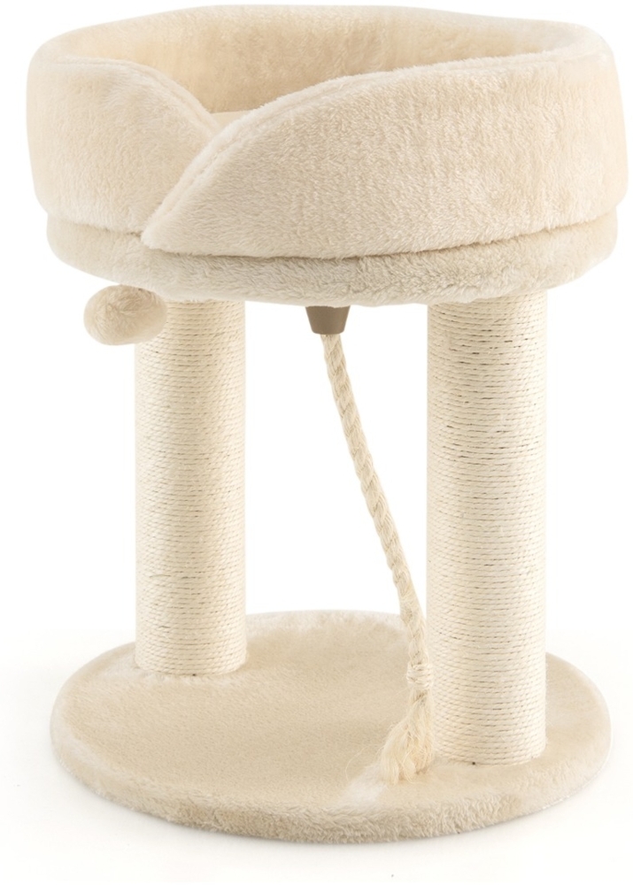 Katzenbaum Katzenkratzbaum mit Weicher Sitzfläche Sisalturm für Katzen Beige Bild 1