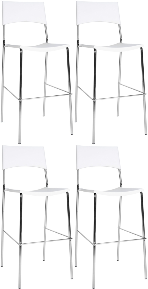 CLP 4er Set Stapelbarer Bistrohocker Genua mit Kunststoffsitz und Metallgestell,weiß Bild 1