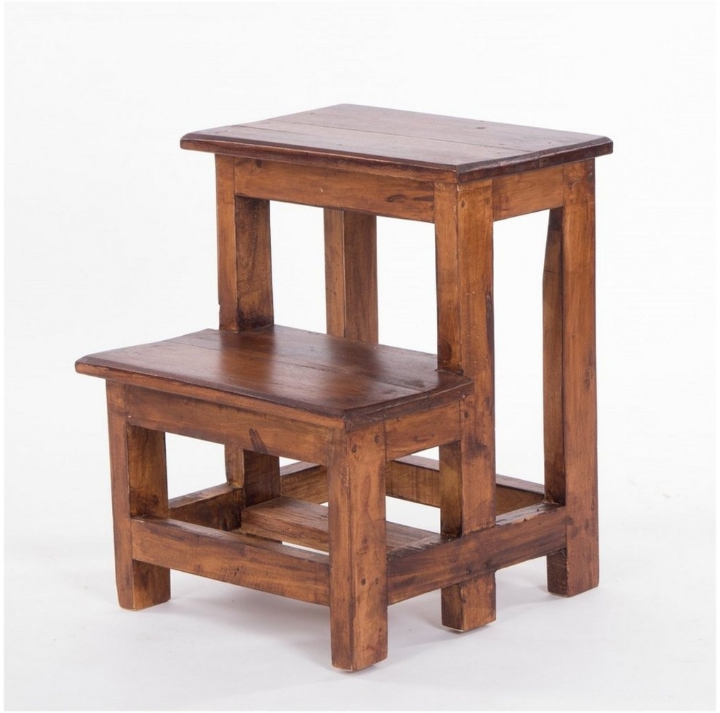 DESIGN DELIGHTS Hocker Trittleiter "STEP", 47x37 cm, vintage Holz, Tritthocker aus Altholz Bild 1