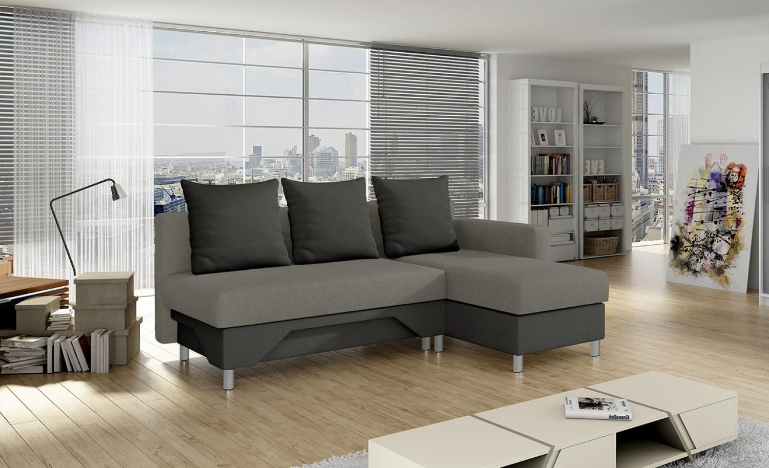 Ecksofa Tom, Seite: Rechts, Farbe: Suedine 1024 + Suedine 1008 + Suedine 1024 Bild 1