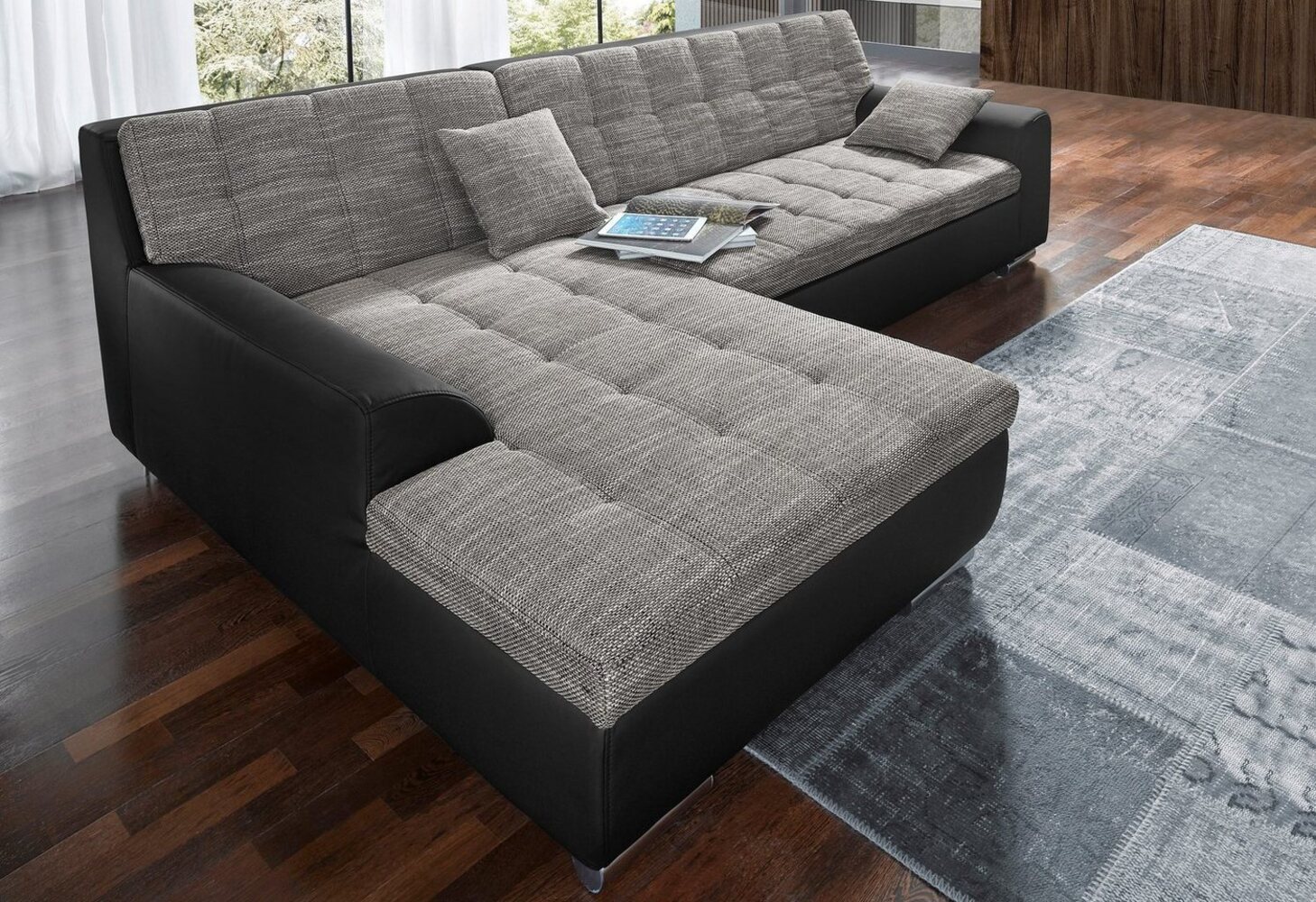 DOMO collection Ecksofa Treviso viele Bezüge, auch in Cord, L-Form, B/T/H: 267/80/83 cm, wahlweise mit Bettfunktion, incl. Zierkissen, hochwertige Steppung Bild 1