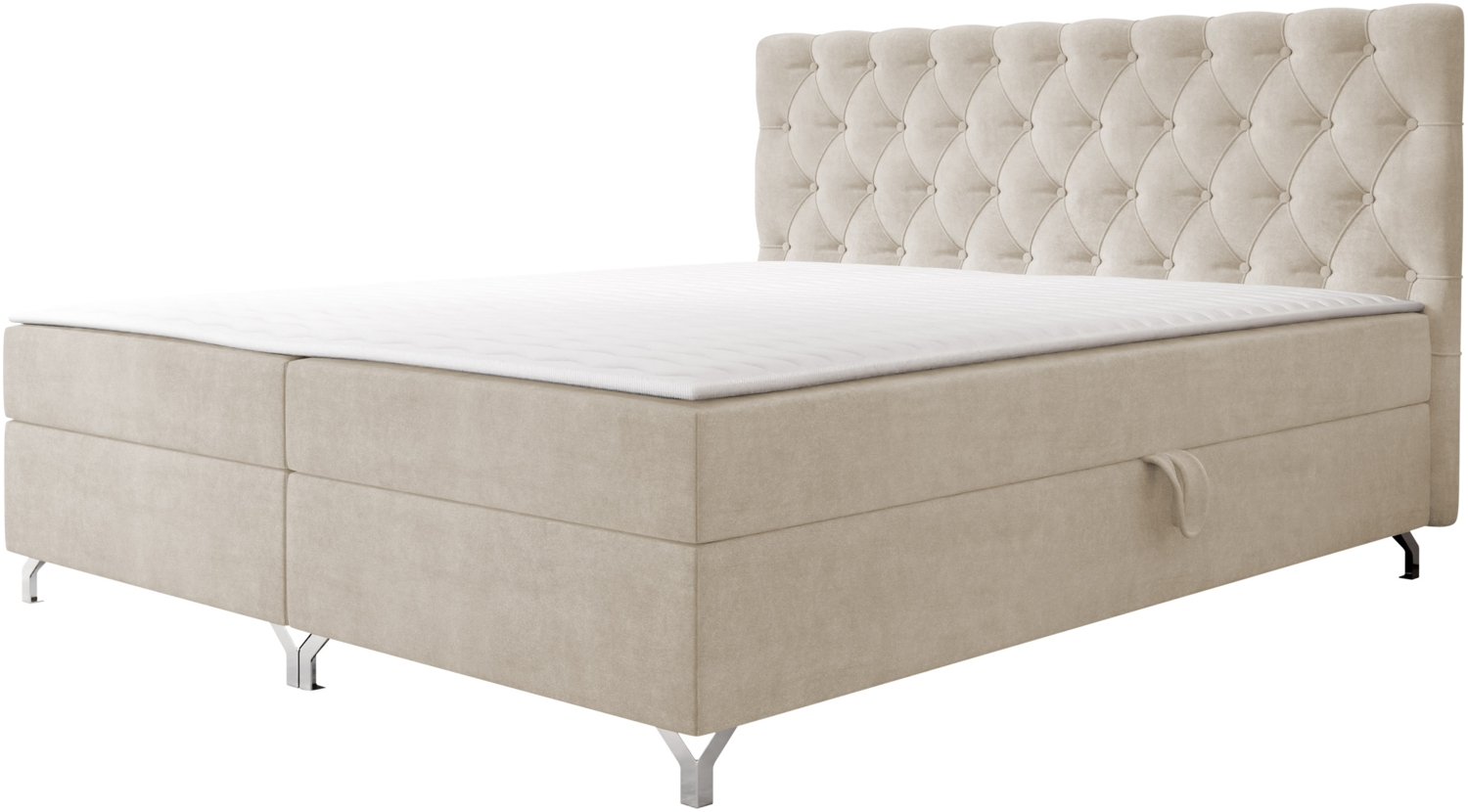 Mirjan24 Boxspringbett mit H3-Matratze Cylio II, beige, 200 x 200 cm Bild 1