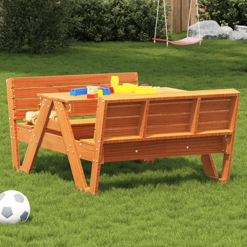 vidaXL Picknicktisch für Kinder Wachsbraun 88x122x58 cm Massivholz 844657 Bild 1