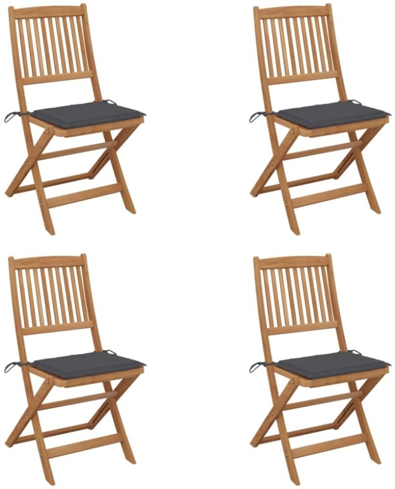 vidaXL Klappbare Gartenstühle 4 Stk. mit Kissen Massivholz Akazie 3064671 Bild 1