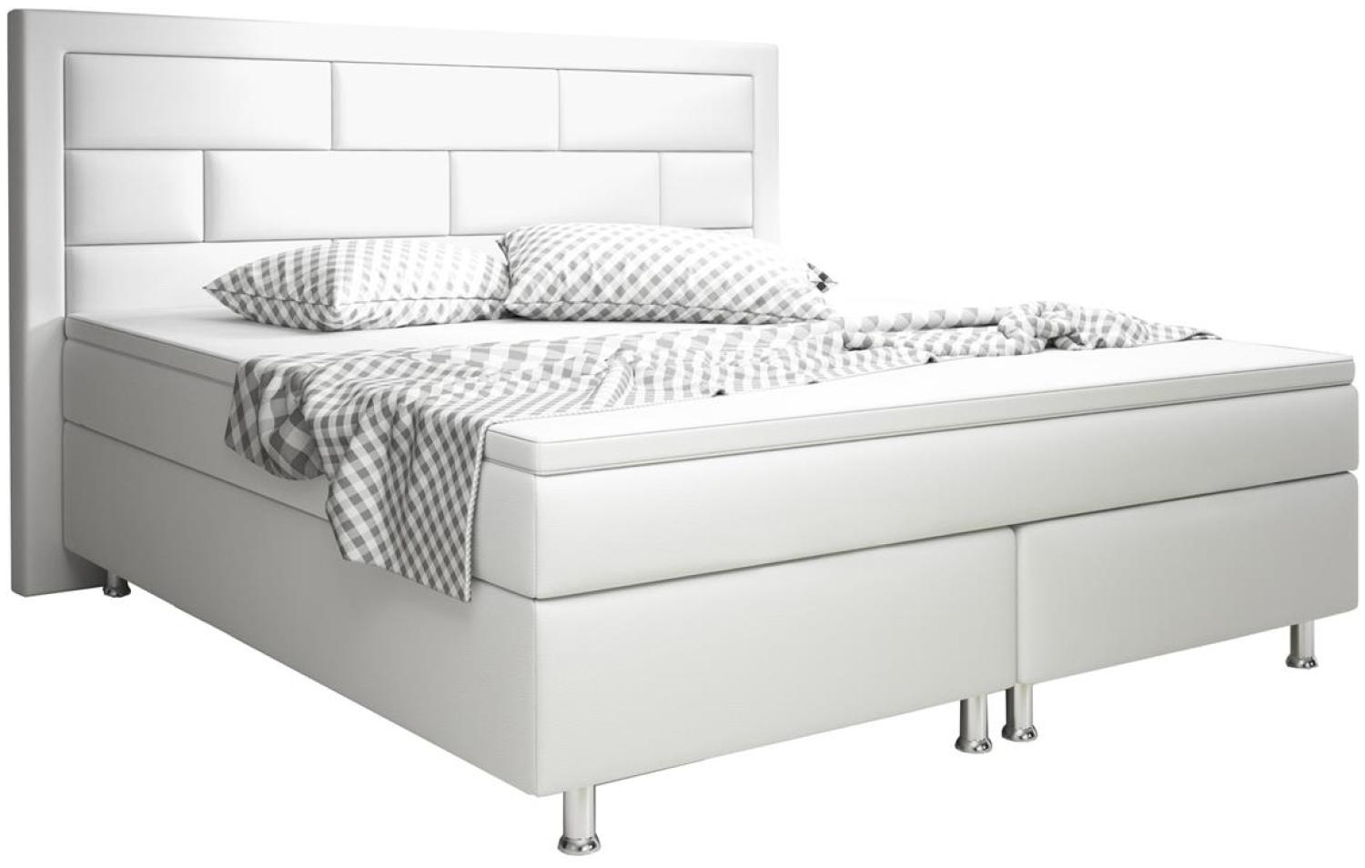 Boxspringbett Nizza 180x200 cm Kunstleder Weiß Bild 1