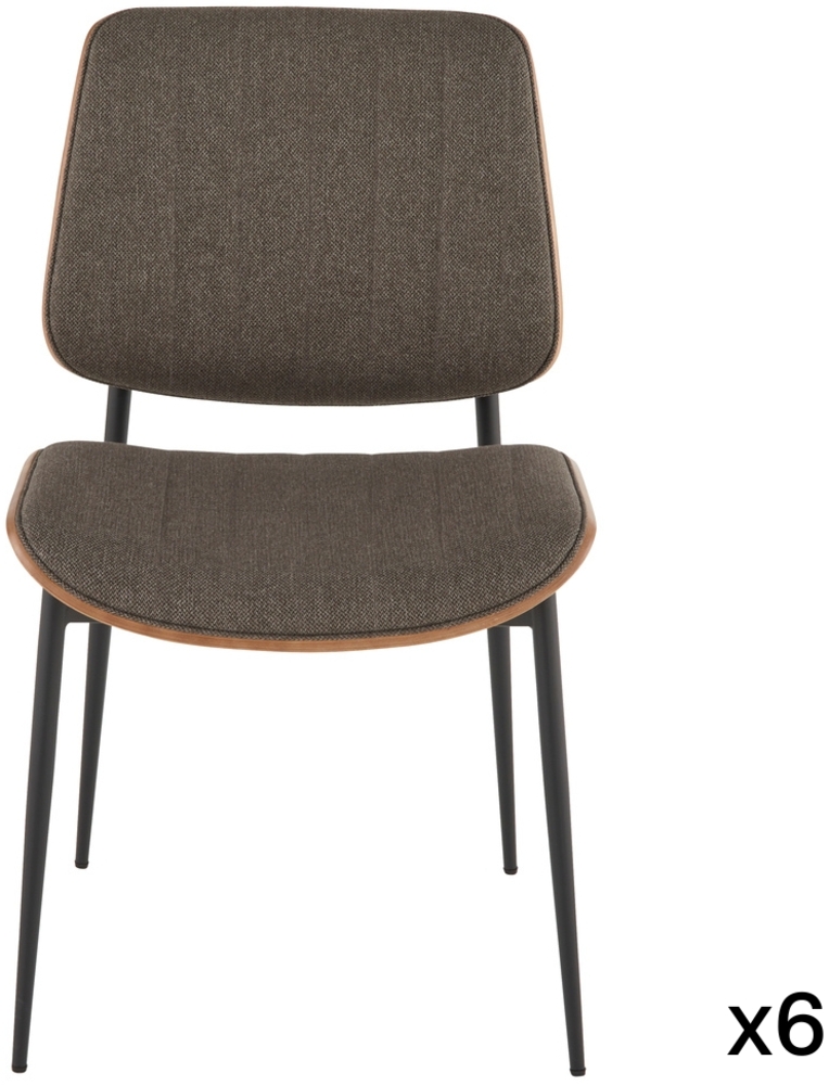 Signature Set mit 6 Stühlen aus taupefarbenem Steppstoff H82,5 cm - GISELLE - Taupe Bild 1