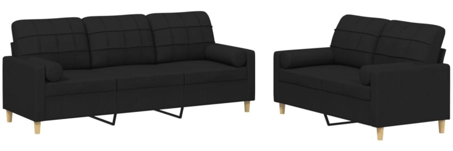 vidaXL 2-tlg. Sofagarnitur mit Kissen Schwarz Stoff 3201326 Bild 1