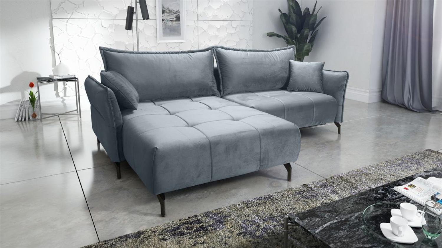 Ecksofa Schlafsofa Sofa VICTORIA Stoff Element Grau Ottomane Links Bild 1