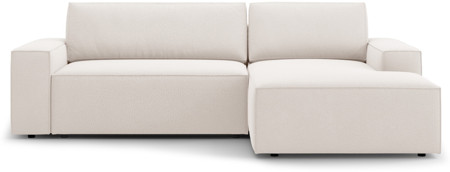 Micadoni Schlaf-Ecksofa Jodie 3-Sitzer Strukturierter Stoff Helles Beige Rechts Bild 1