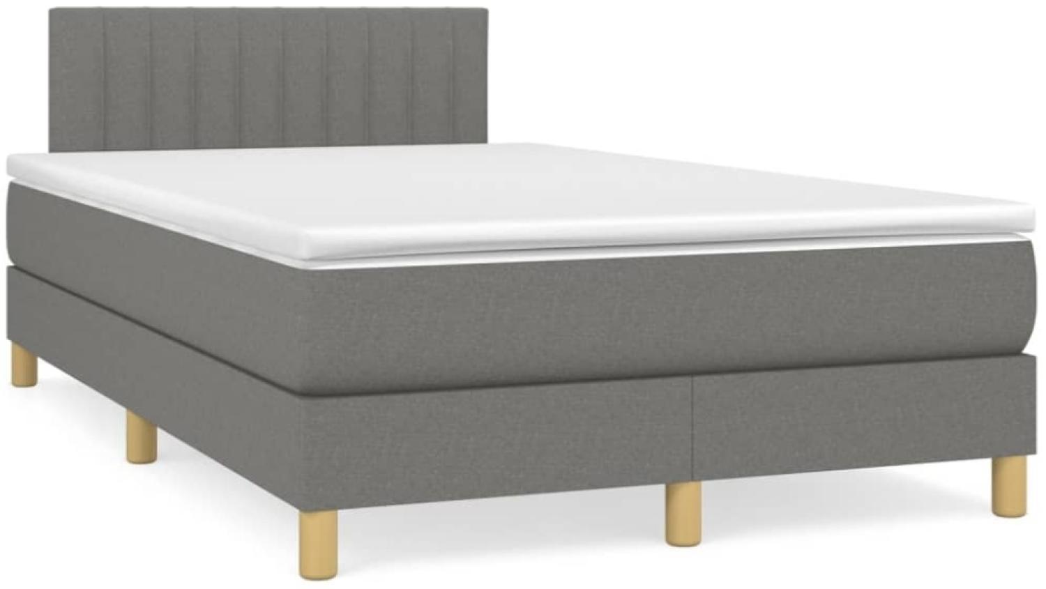 vidaXL Boxspringbett mit Matratze und LED, Holzwerkstoff dunkelgrau, 120 x 190 cm Bild 1