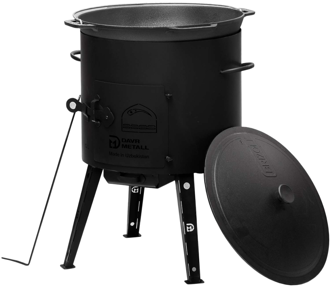 Ø40 Uchag 2mm stahl Utschak Utschag Campingofen 12L Gusseisen Kazan mit Gusseisen Deckel Kasan Feuerstelle Feldküche Außenküche Eintopfofen Gulaschkanone Bild 1