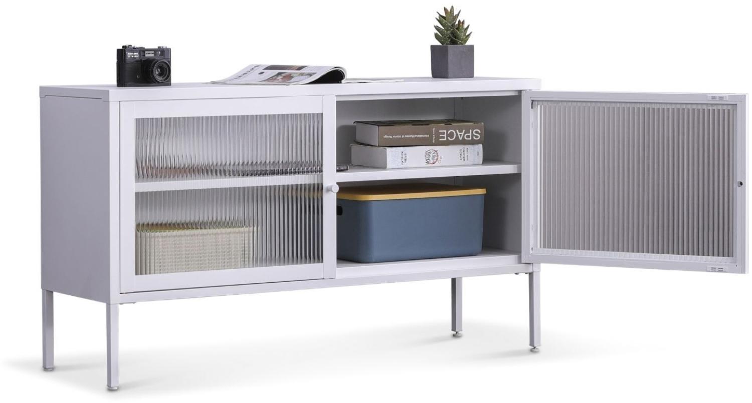 Coemo Sideboard Tokio aus Metall mit Glastüren Weiß Bild 1