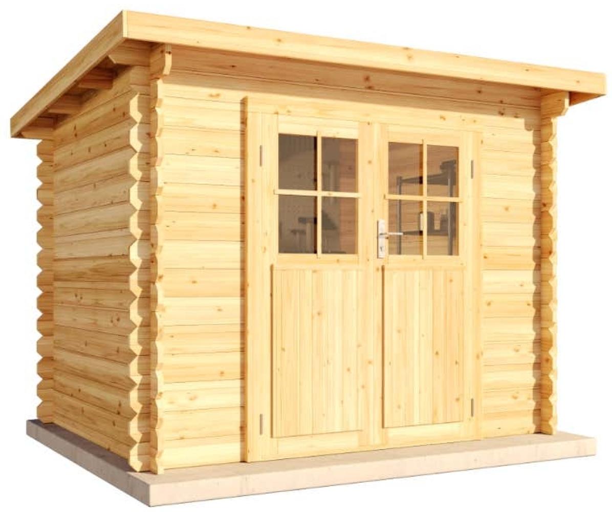 Alpholz Gartenhaus Modell Korfu-28 Gartenhaus aus Holz Holzhaus mit 28 mm Wandstärke Blockbohlenhaus mit Montagematerial Bild 1