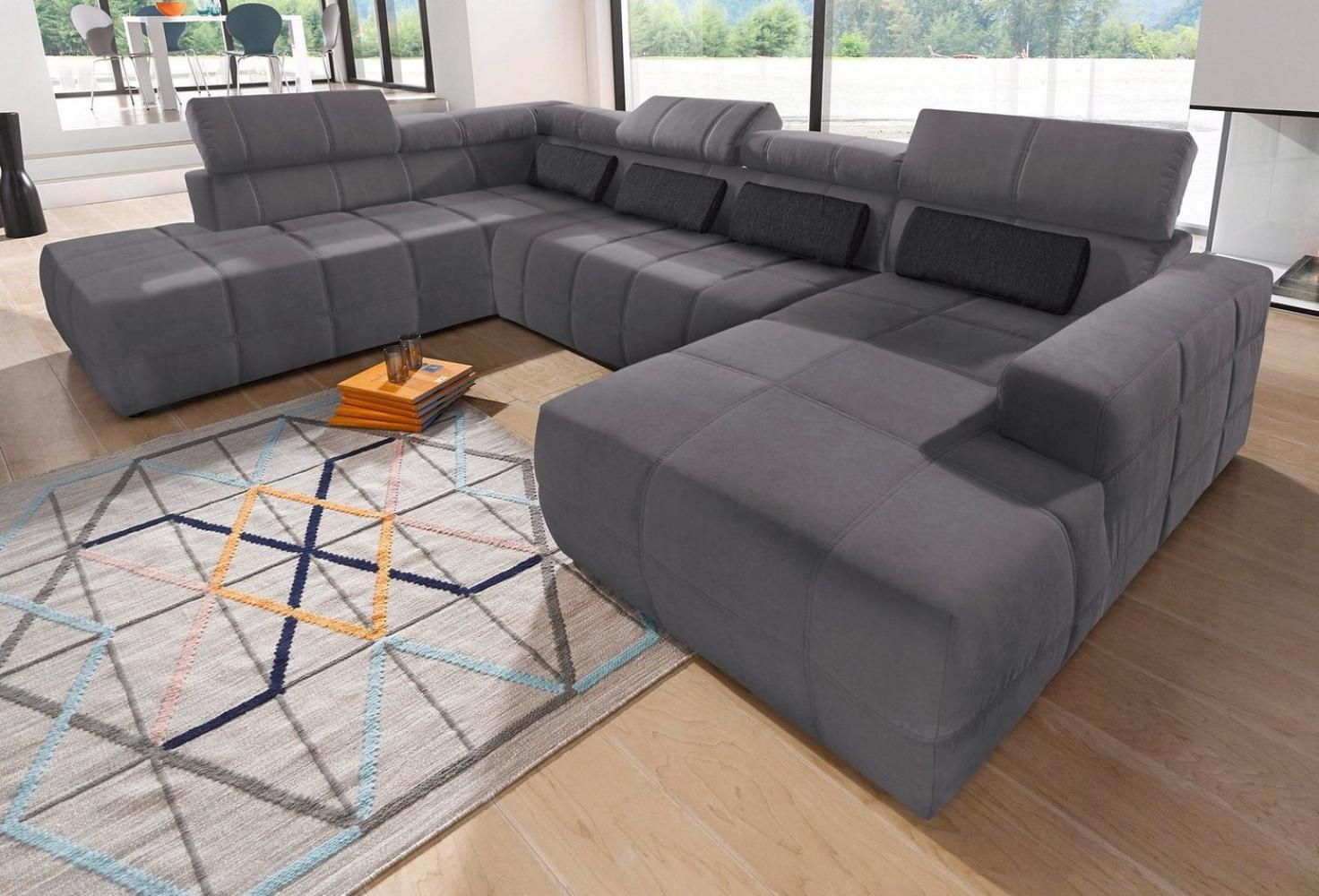 DOMO collection Wohnlandschaft Brandon viele Bezugsarten, auch in Cord und Leder, incl. Nierenkissen, mit Kopfteilverstellung, wahlweise Sitztiefenverstellung, U-Form Bild 1