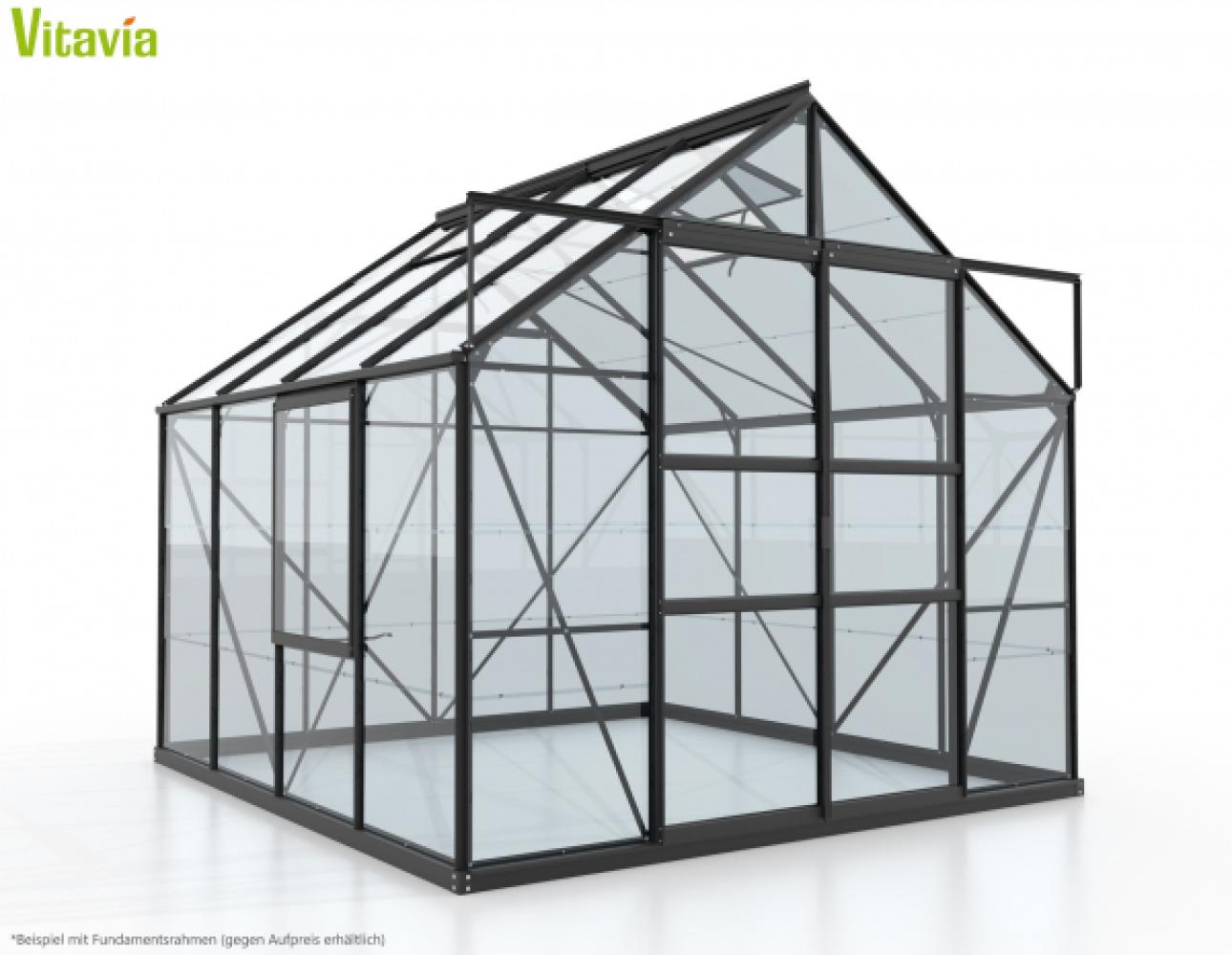 Vitavia Gewächshaus Meridian 2 6700 BxTxH 257x258x232cm ESG Glas Alu schwarz Bild 1