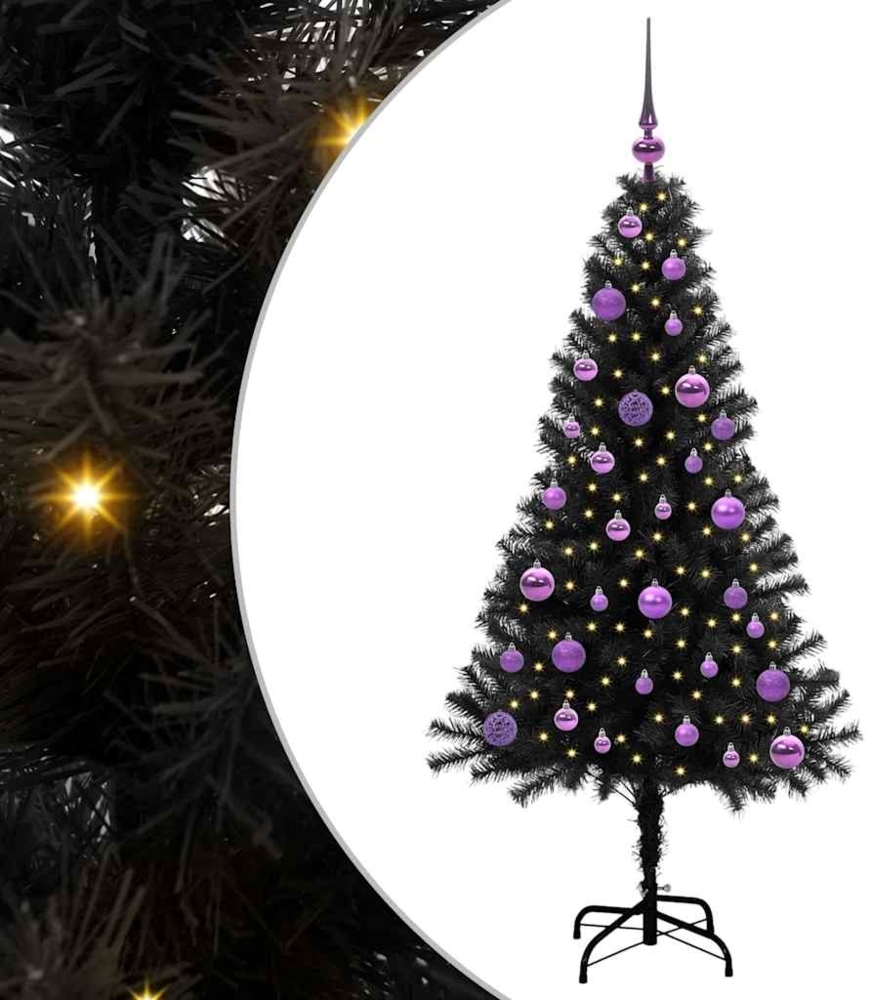 vidaXL Weihnachtsbaum mit 150 LEDs mit Ständer Schwarz 150 cm PVC 3396471 Bild 1
