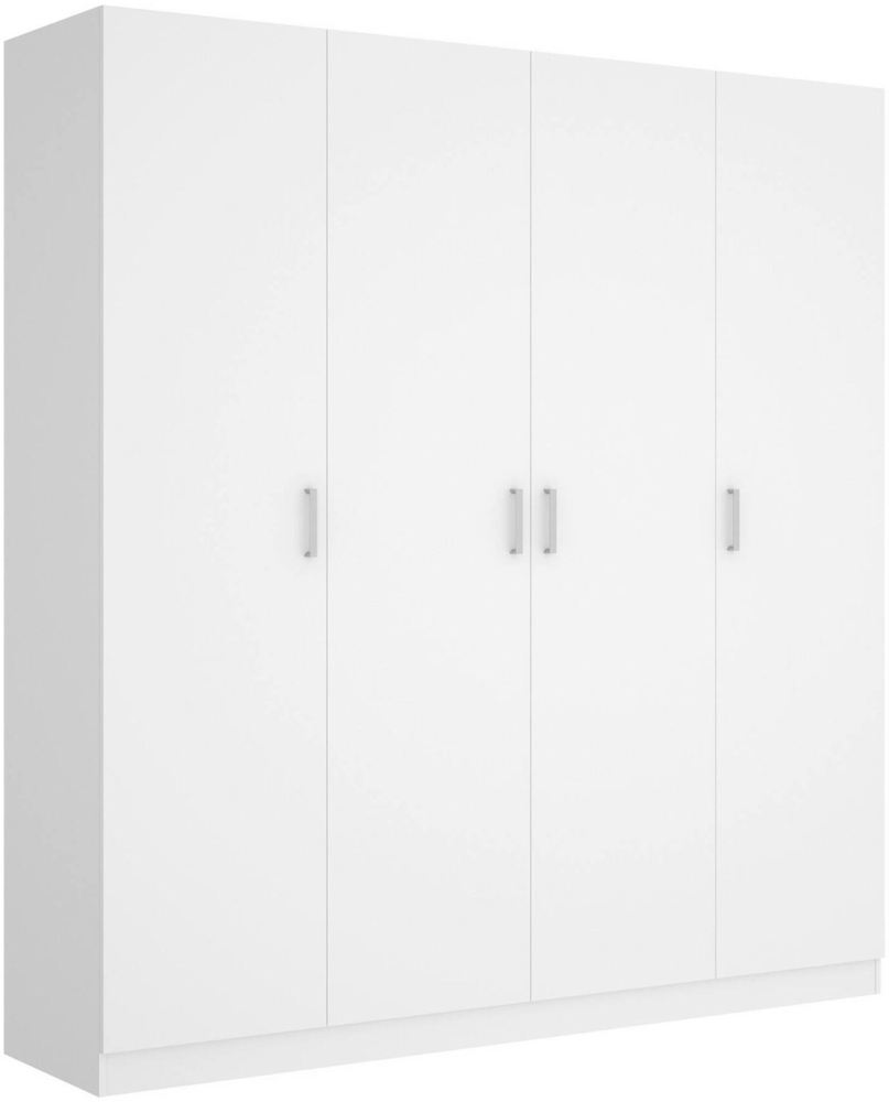 Dmora Großer Kleiderschrank Persefone, Kleiderbügel für Schlafzimmer, Kleiderschrank mit 4 Flügeltüren, 200x52h215 cm, Weiß Bild 1