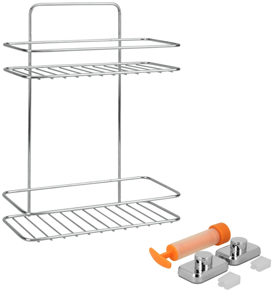 METALTEX 403332000 Reflex LUXY 2-etagiges Regal mit VacuumFix, 26 x 13 x 35 cm Chrometherm Bild 1