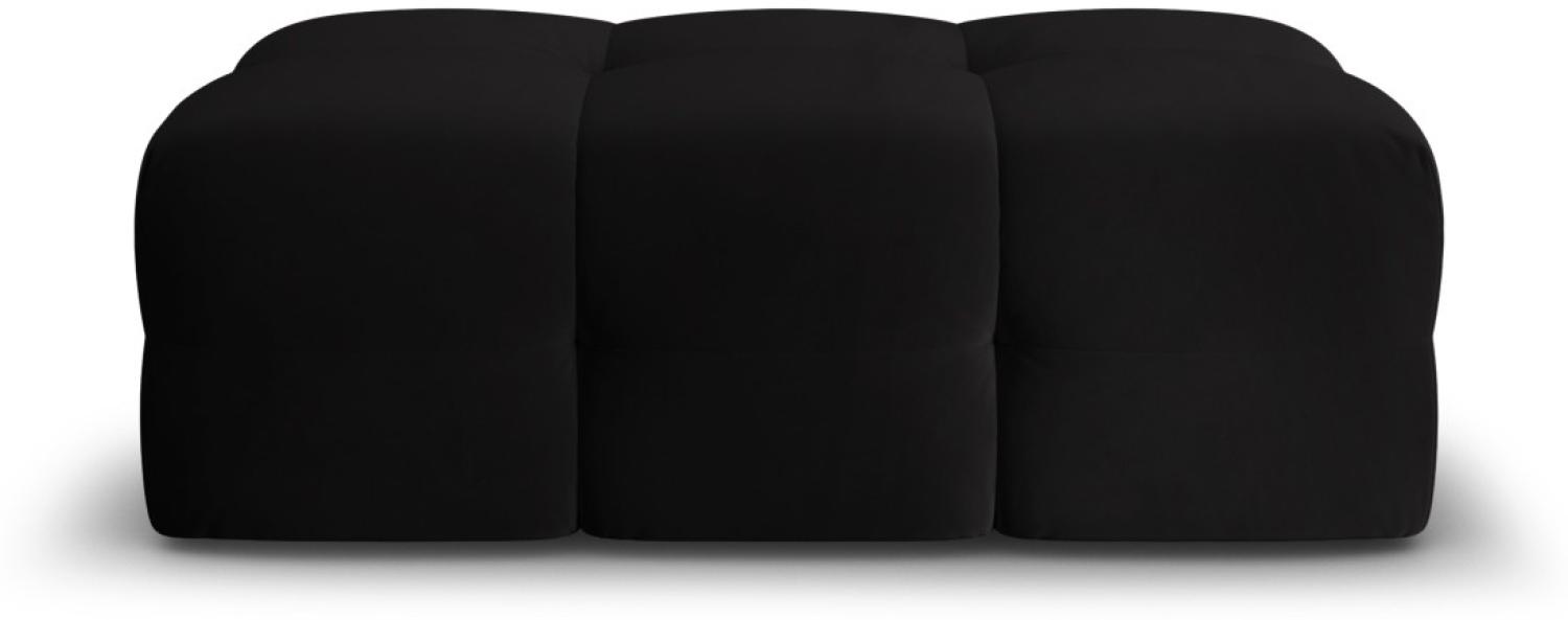 Micadoni Samtstoff Pouf Hocker Kendal | Bezug Black | Beinfarbe Black Beech Wood Bild 1