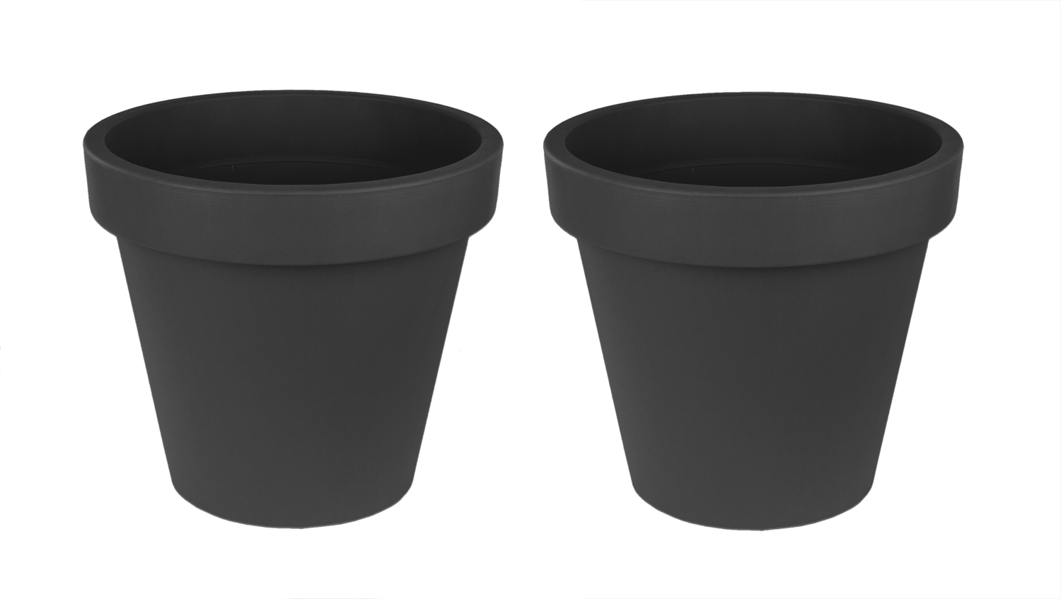BigDean 2X XL Blumentopf Ø 50 cm aus Kunststoff - Anthrazit - Pflanztopf Containertopf Übertopf Pflanzkübel rund - Drainage-Möglichkeit Bild 1