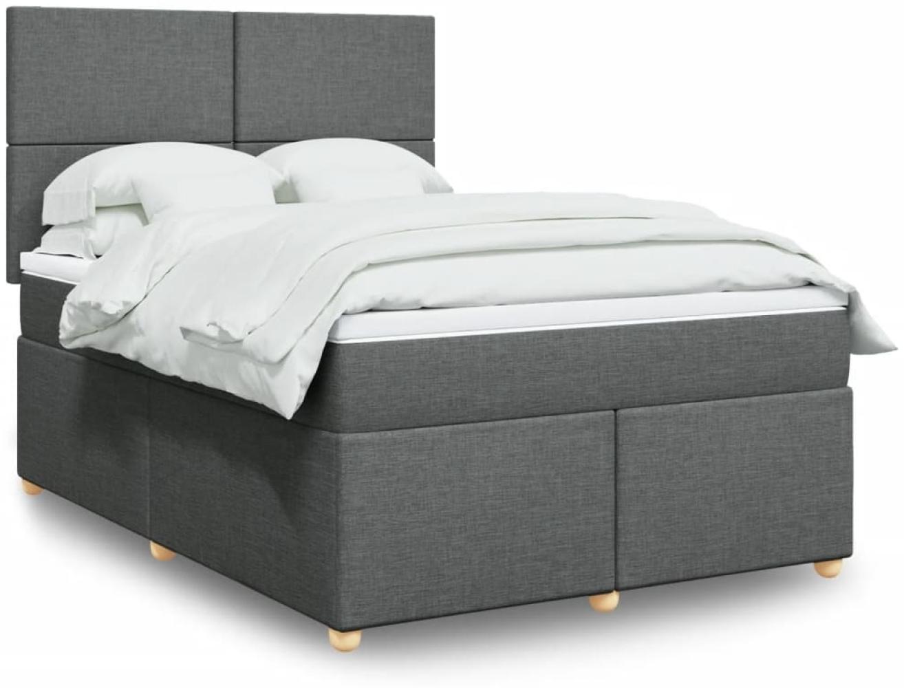 vidaXL Boxspringbett mit Matratze Dunkelgrau 140x190 cm Stoff 3293569 Bild 1