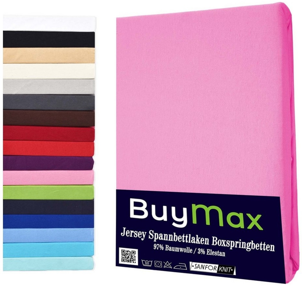 Buymax Spannbettlaken Stretch 140x200-160x220 cm für Wasserbetten und Boxspringbetten Bettbezug für Matratzen bis 35 cm Matratzenhöhe, Altrosa Bild 1