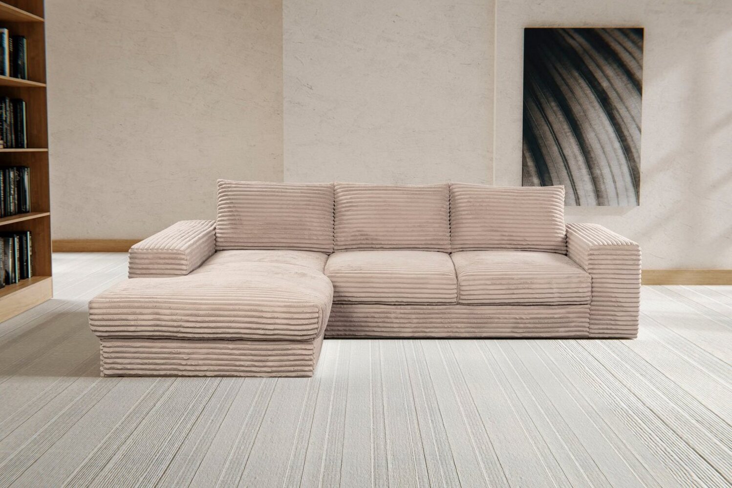 WERK2 Ecksofa Rozzana, Design Ecksofa mit hohem Komfort in trendig-weichem Cord & Breitcord Bild 1