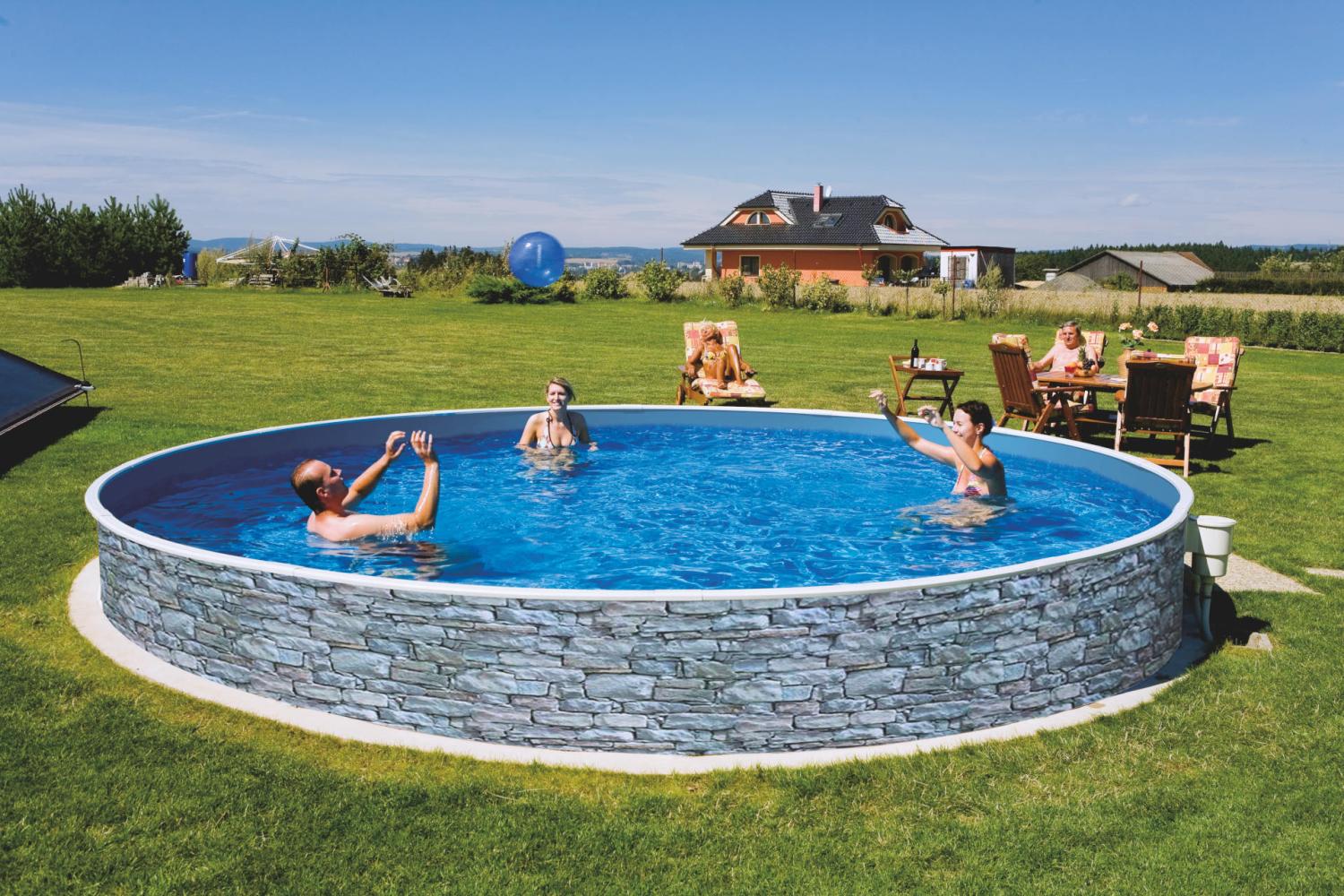 Azuro Deluxe Stahlwandpool mit Steinoptik Ø 360 x 90 cm Bild 1