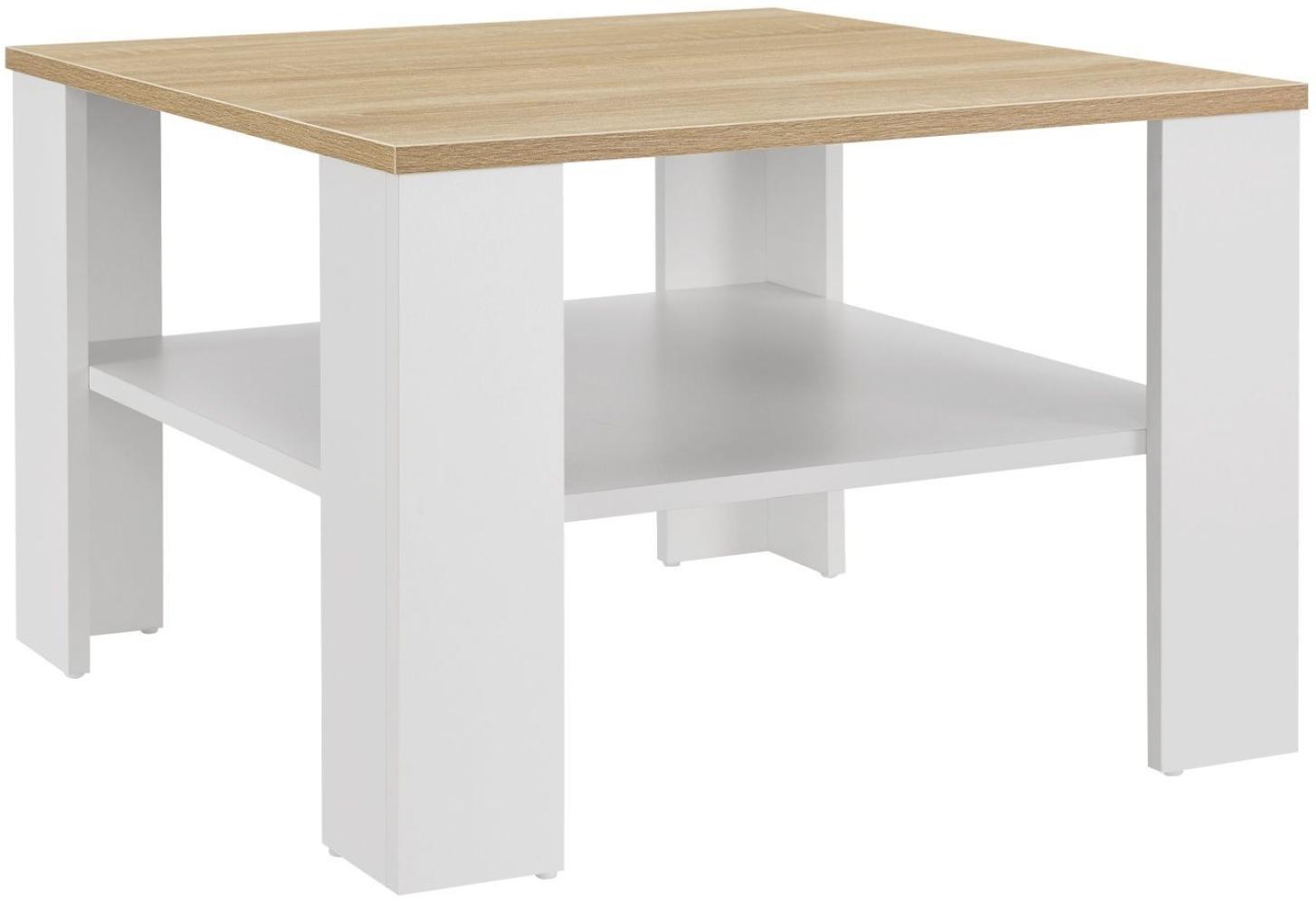 Juskys Couchtisch mit Ablage 60x60x40 cm - Holz, pflegeleicht, robust - Moderner Beistelltisch für Zeitschriften & Fernbedienung – Weiß mit Holzoptik Bild 1