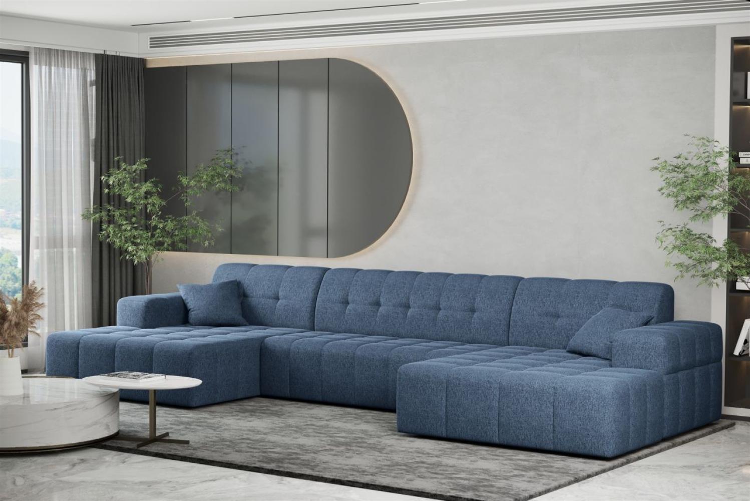 Wohnlandschaft Sofa U-Form NANCY in Stoff Neve Blau Bild 1