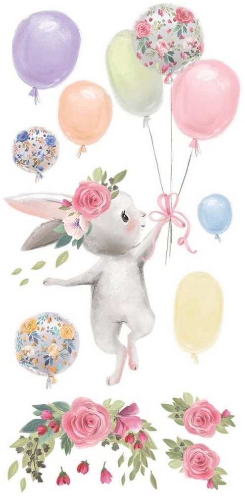 Wallarena Wandtattoo Kinderzimmer Mädchen Kinder Hasen Wandsticker Wandaufkleber (Set, 1 St, Großes Blatt 160x90 cm), Wandsticker Kinderzimmer Mädchen Wandaufkleber Wandtattoo Bild 1