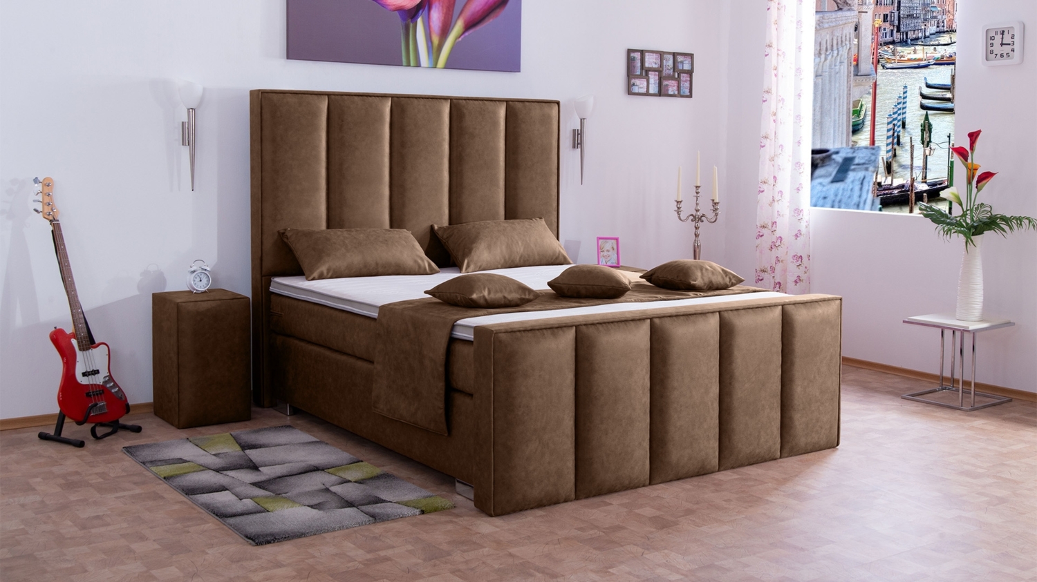 Meisterbetten Boxspringbett Vicy 240x220 in MS-Nougat, Matratzenbezug Nano, Ergoflex-Topper Bild 1