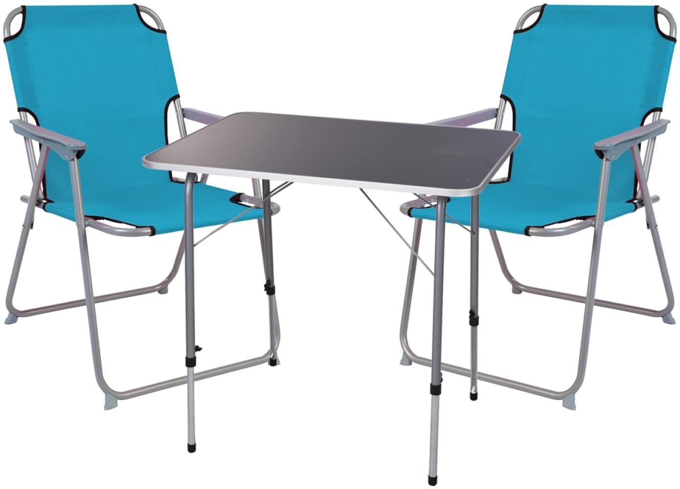3-teiliges Campingmöbel Set L80xB60xH50-70cm Beige Petrol klappbar Bild 1