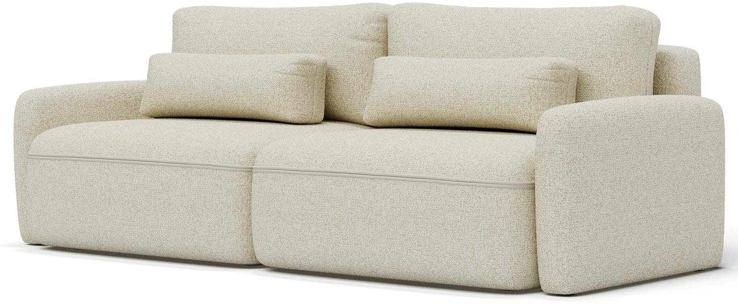 Selsey TARNER - Sofa mit ausziehbarer Ottomane und Bettkasten, Hellbeige Bild 1