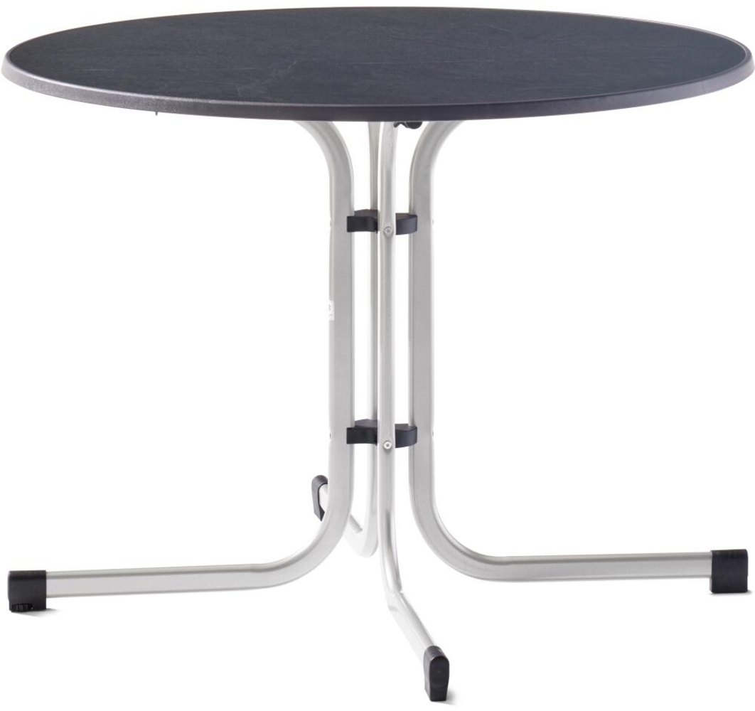 Boulevard-Klapptisch, Ø 100cm, graphit Stahrohrgestell, Mecalit-Pro-Platte Bild 1