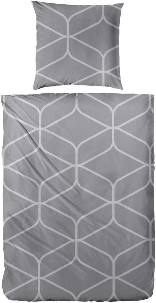 Primera Edelflanell Bettwäsche 155x220 Retro Muster grau silber 174149-88 Bild 1