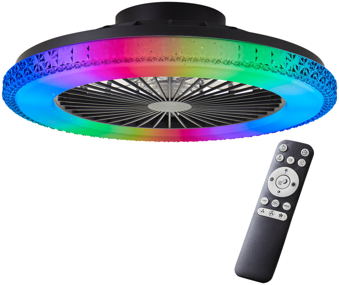 Brilliant LED Deckenlampe mit Ventilator, 49 cm Ø – RGB-Frontlicht & CCT-Zentralbeleuchtung, dimmbar, mit Farbwechsel & Fernbedienung Bild 1