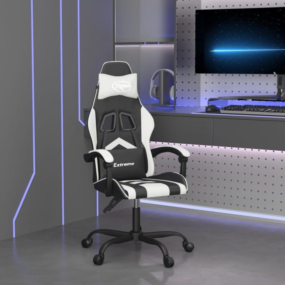 vidaXL Gaming-Stuhl Drehbar Schwarz und Weiß Kunstleder 349596 Bild 1