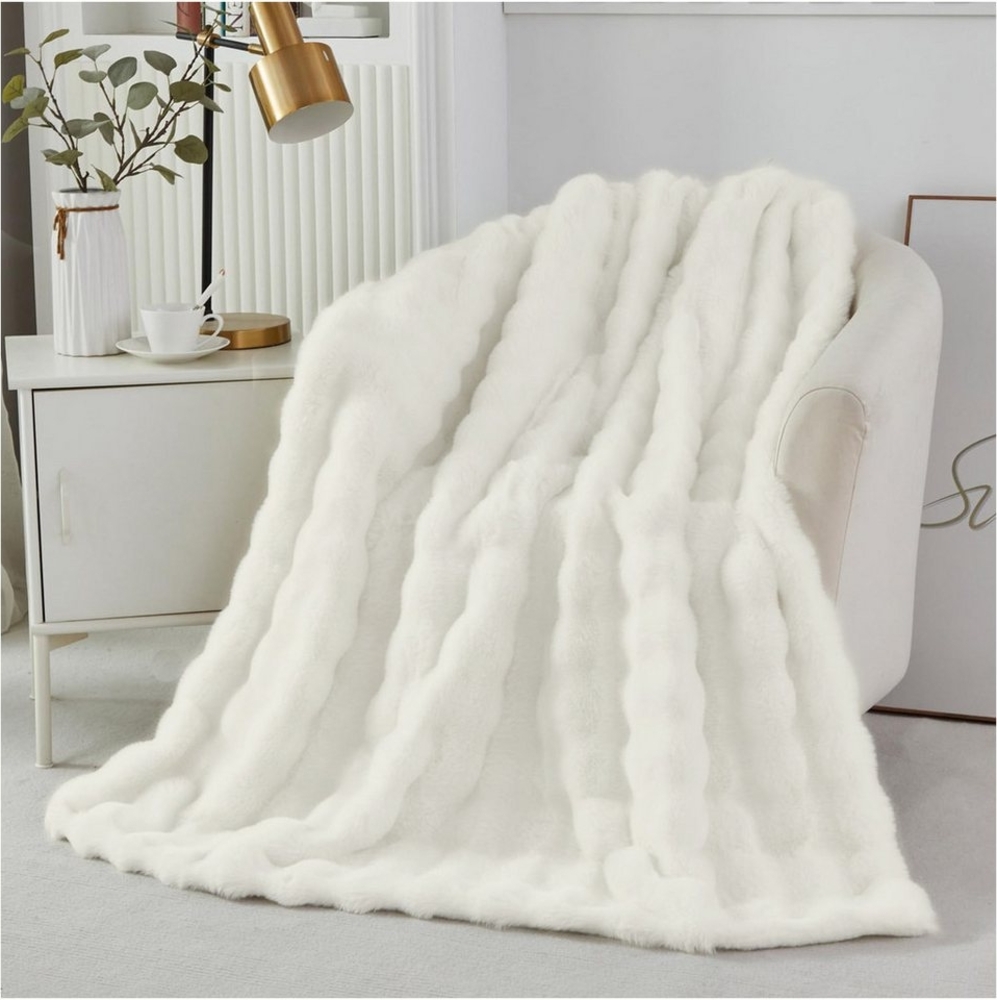 Überwurf Plüsch Flauschig Weiche Kunstfelldecke Sofaüberwurf für Winter, Jibenhome, Luxuriöse Fluffy Blanket Für Couch Und Bett Bild 1