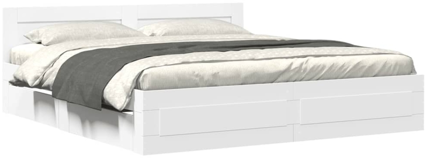 vidaXL Bettgestell mit Kopfteil ohne Matratze Weiß 180x200 cm 3295541 Bild 1