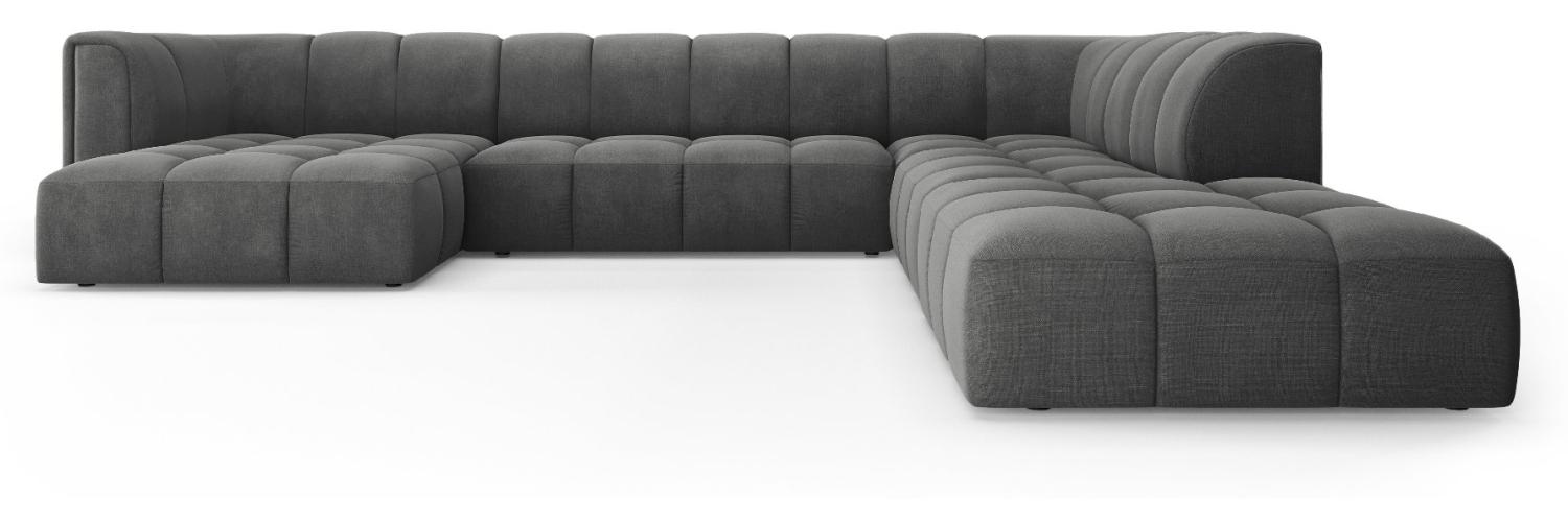 Micadoni Modulares Panorama Ecksofa Serena 7-Sitzer Strukturierter Stoff, Dunkelgrau Bild 1