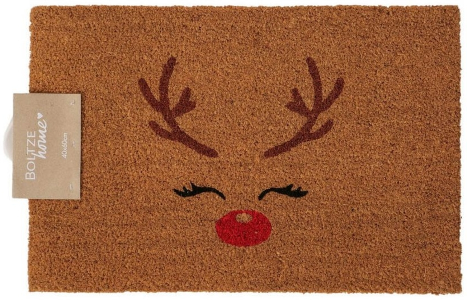 BOLTZE Fußmatte Fußmatte RUDOLPHY natur rot schwarz mit Rentiergesicht Weihnachten 60x Bild 1
